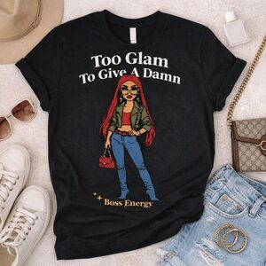 Too Glam To Give A Damn Graphic Tee - Black